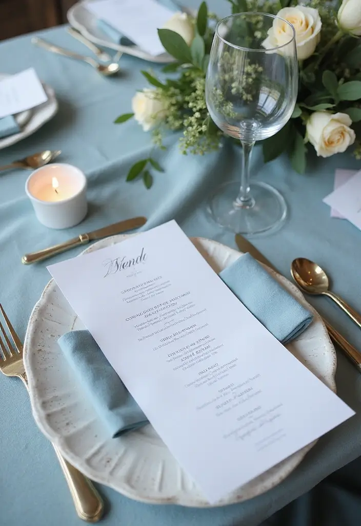 21 Dusty Blue Fall Tablescape Ideas That Will Reimagine Your Holiday Dinner - 21. Final Touches with Paper Goods