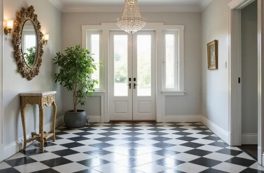 15 Checkerboard Entryway Floor Ideas That Make a First Great Impression