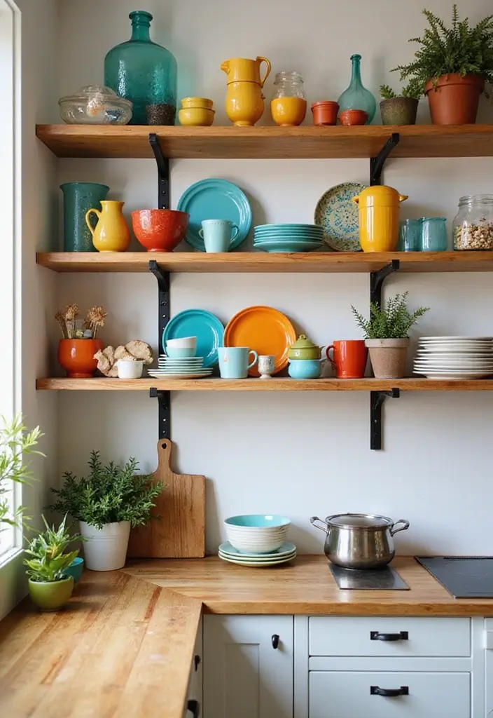 5 Easy Ways to Style Your Open Kitchen Shelves (You'll Love #3!) - 5. Create a Colorful Display
