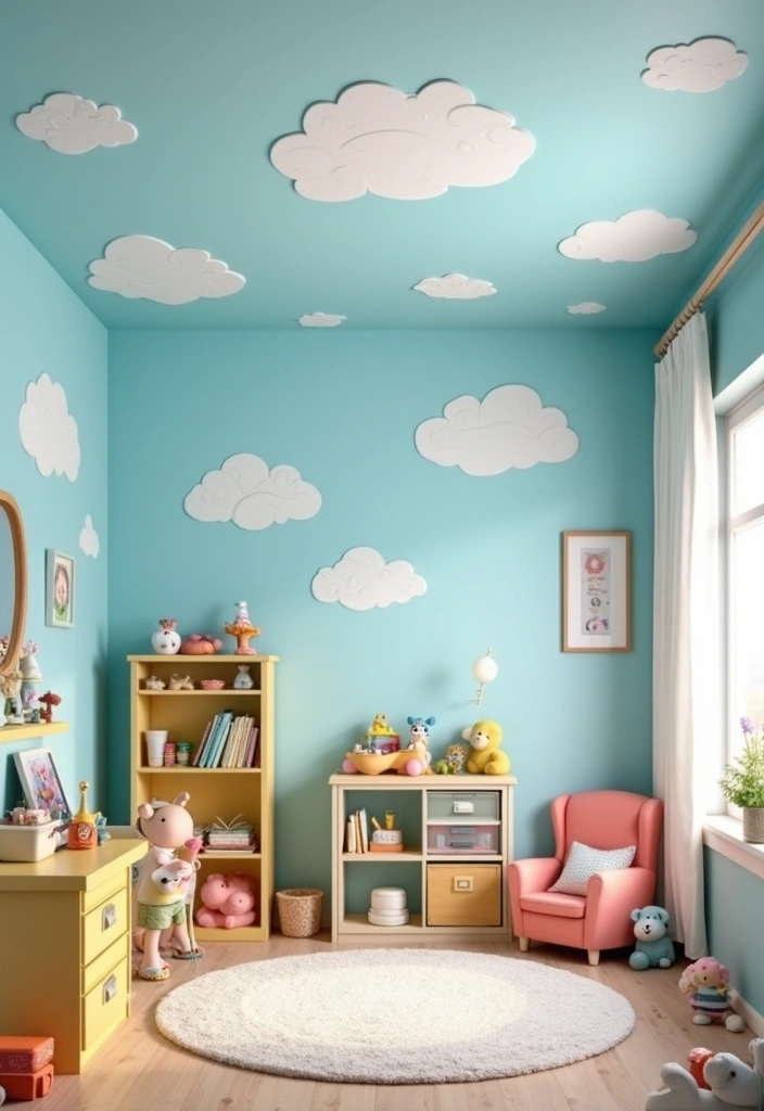 Top 10 Fifth Wall Painted Ceiling Ideas That Transform Any Room (Wait Until #7!) - 9. Whimsical Clouds and Skies