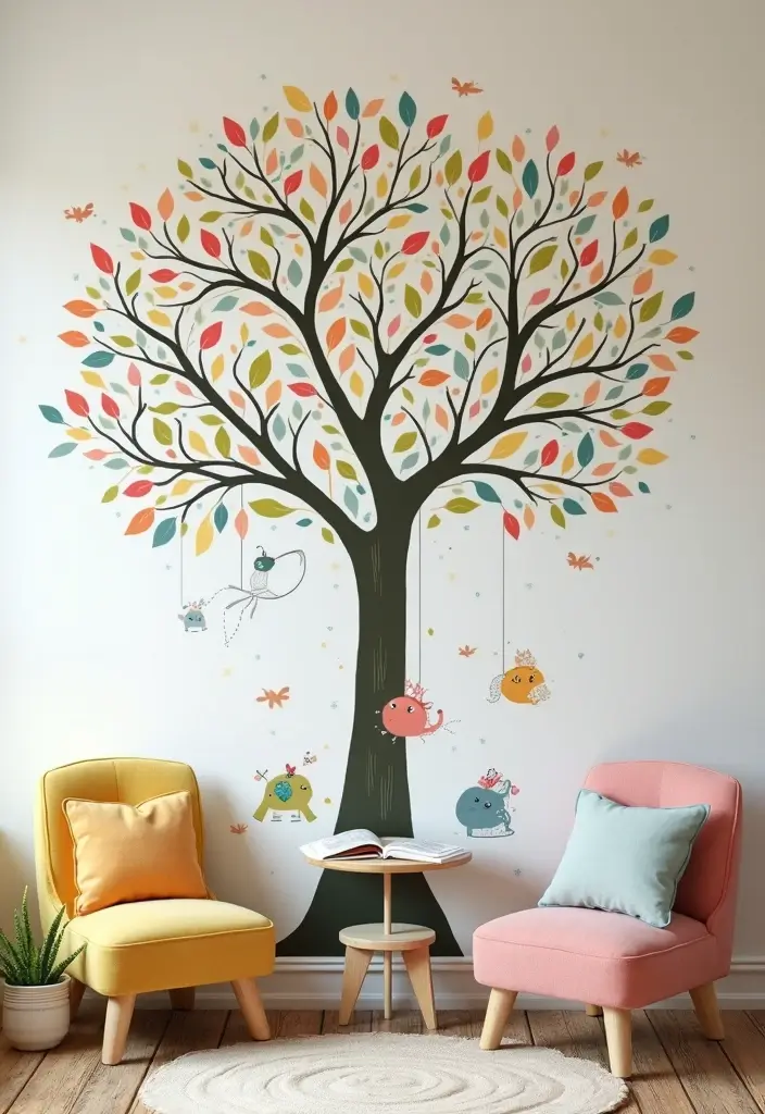 10 Enchanting Storybook Kids Room Decor Ideas That'll Spark Your Child's Imagination! - 1. Whimsical Tree Wall Mural