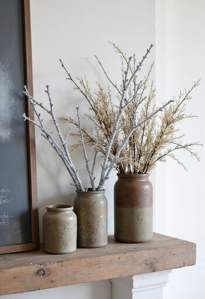13 Frosted Blue Mantel Decor Ideas That Create a Serene Winter Focal Point (Wait Until #7!) - 10. Nature-Inspired Decor