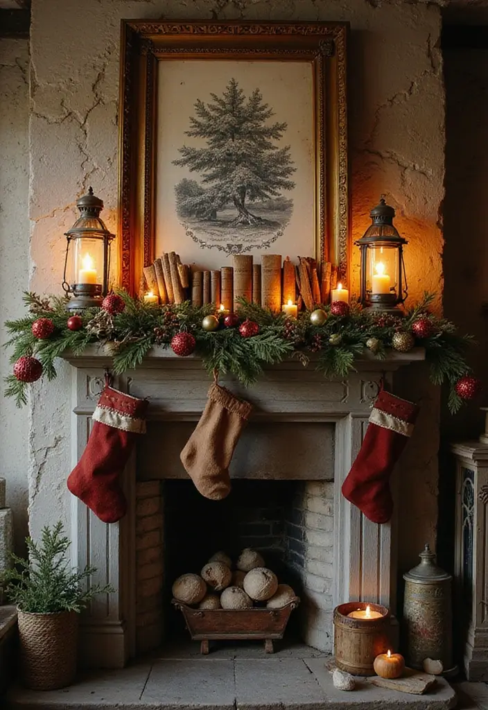 Top 10 Winter Toile Mantel Ideas That Reimagine Holiday Style (Wait Until #8!) - 6. Vintage Holiday Vibes
