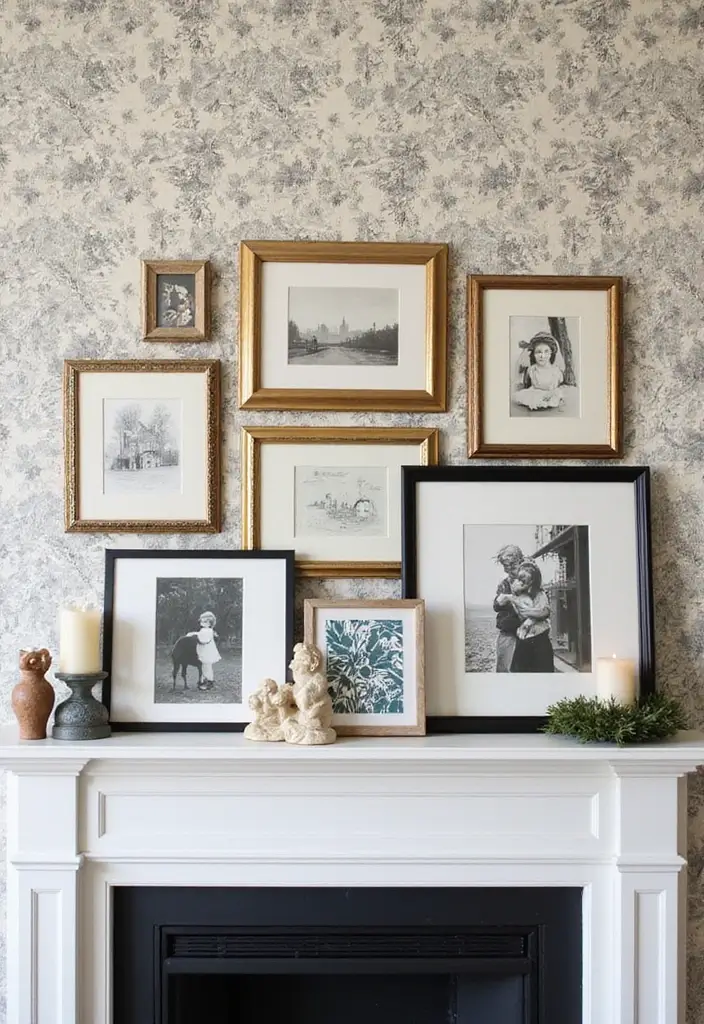 Top 10 Winter Toile Mantel Ideas That Reimagine Holiday Style (Wait Until #8!) - 8. Artful Gallery Display