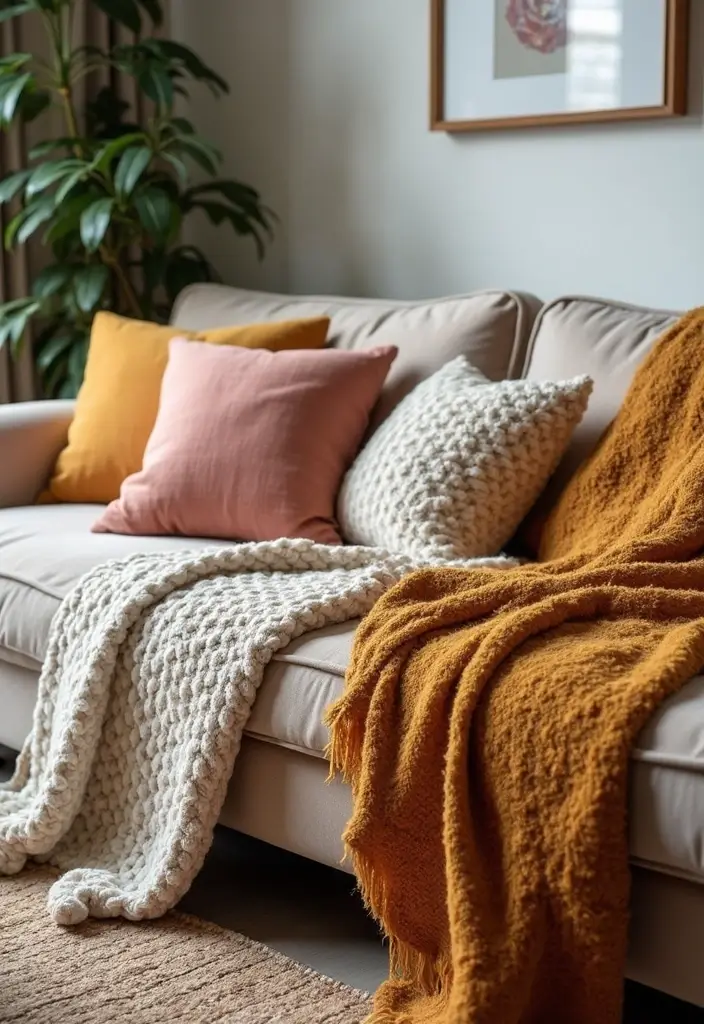 Top 15 Whimsical Cozy Home Makeover Ideas to Transform Your Space Effortlessly - 4. Textured Throws and Pillows