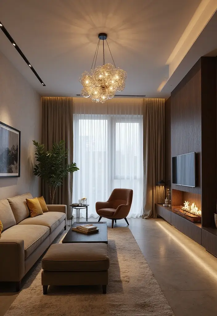 Top 20 Material-Drenched Room Ideas That Layer Texture, Color & Calm (Wait Until #13!) - 15. Unique Lighting Fixtures as Statement Pieces