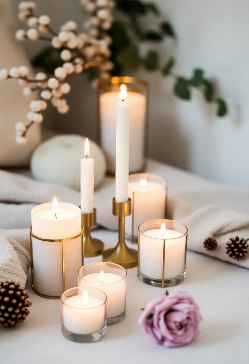 Top 25 Warm Minimalist Winter Home Decor Ideas That Make Your Space Feel Calm & Cozy - 13. Scented Candles