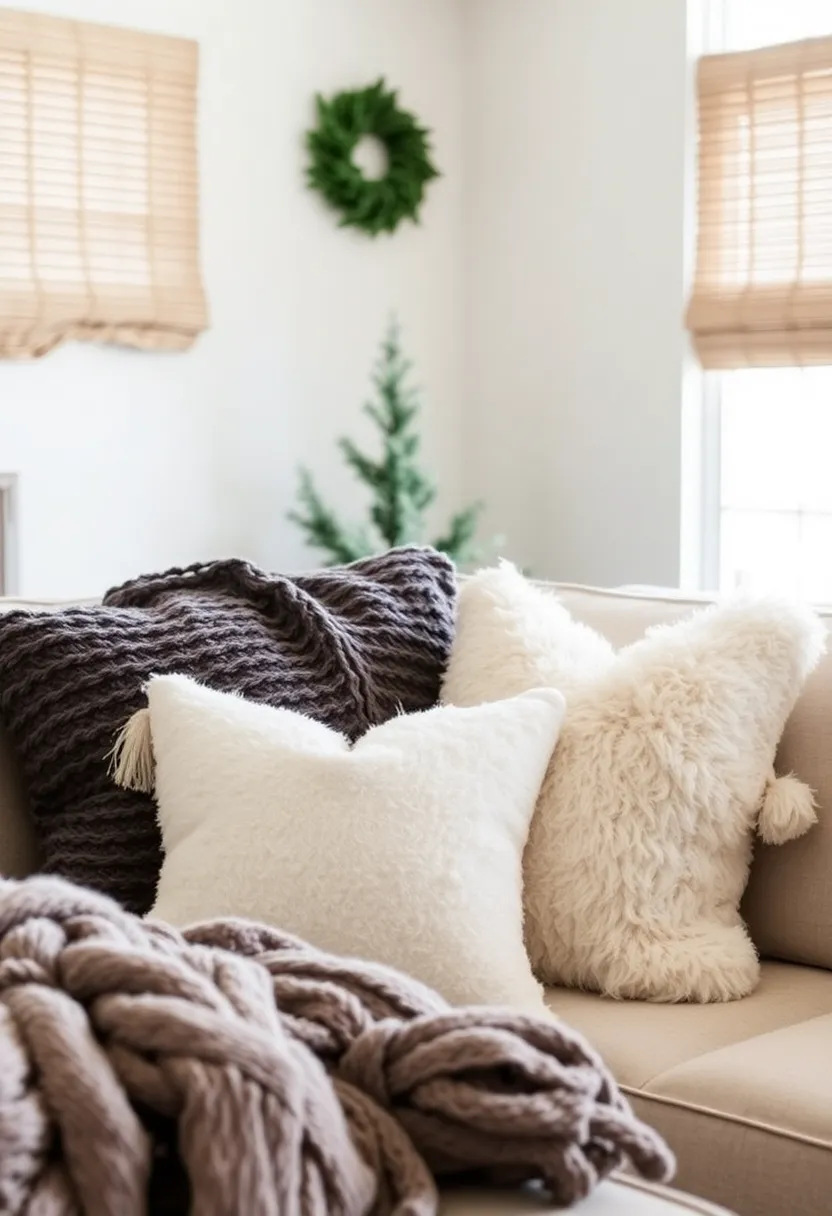 Top 25 Warm Minimalist Winter Home Decor Ideas That Make Your Space Feel Calm & Cozy - 19. Cozy Winter Throw Pillows
