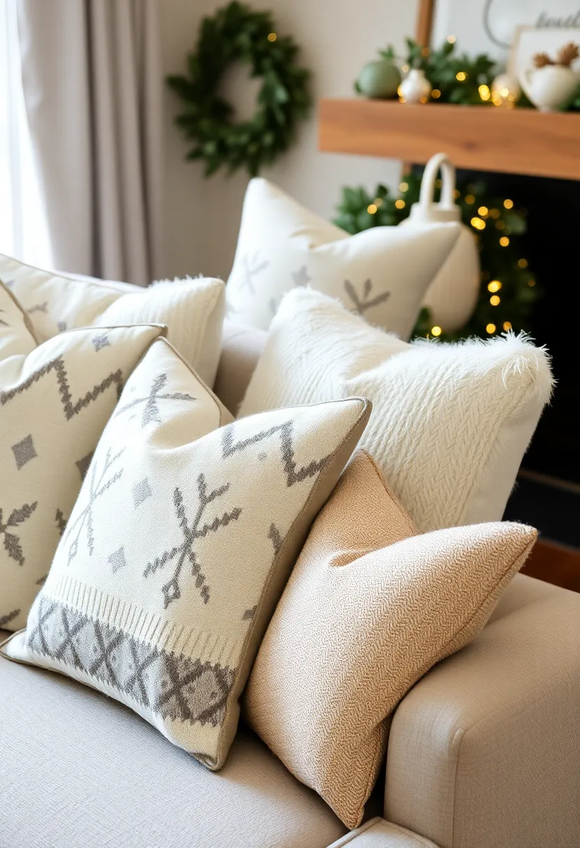 Top 25 Warm Minimalist Winter Home Decor Ideas That Make Your Space Feel Calm & Cozy - 24. Simple Seasonal Pillows