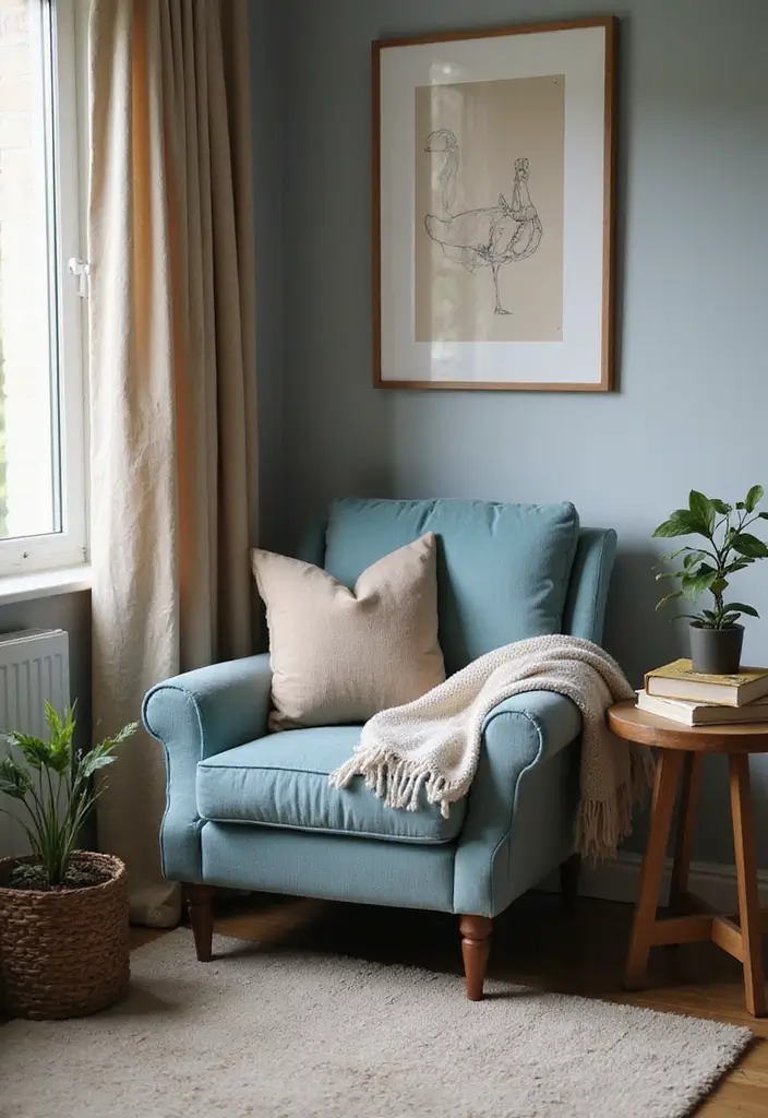 Top 5 Dusty Blue Reading Nook Ideas That Make Small Corners Feel Magical (Don’t Miss #5!) - 1. The Cozy Corner Chair Retreat