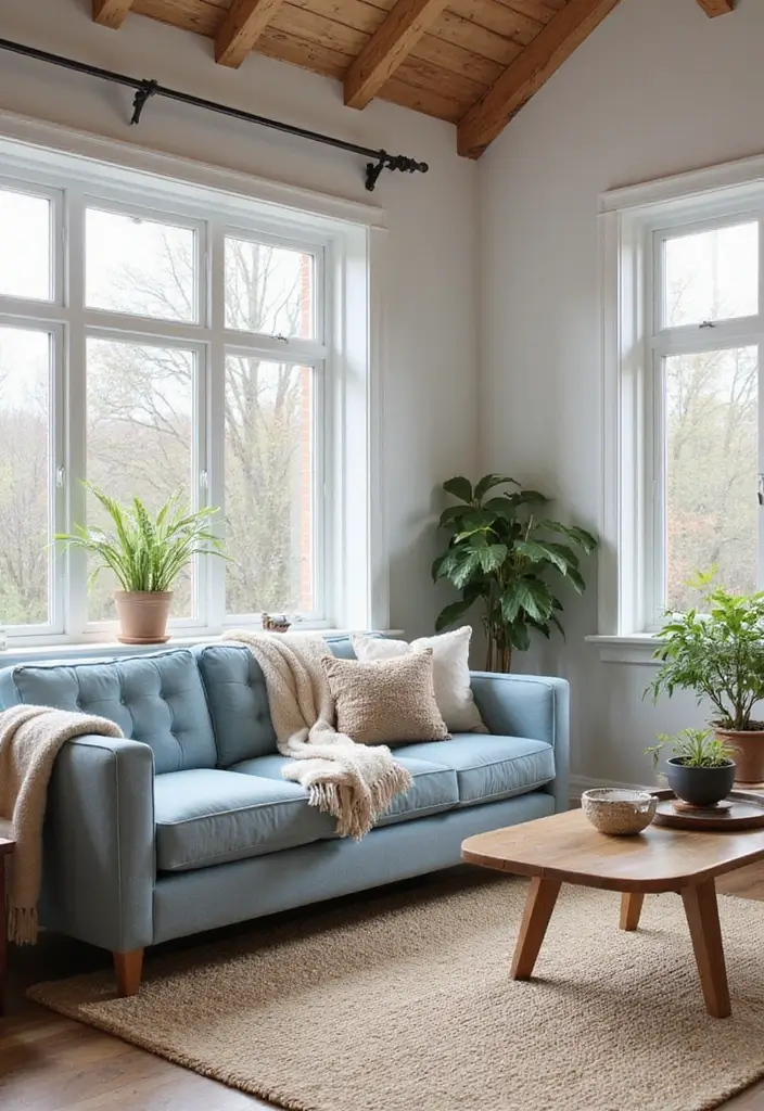 Top 10 Dusty Blue Sofa Living Room Ideas That Make Your Space Unforgettable (Wait Until #9!) - 1. Cozy Farmhouse Vibes