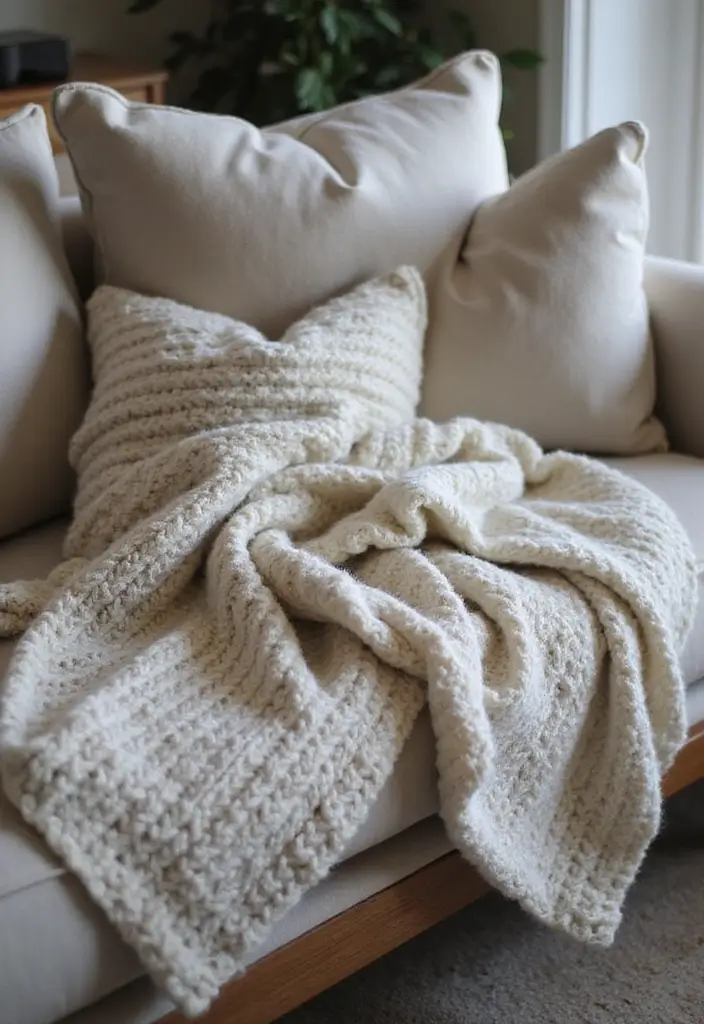 Top 15 Layered Textured Throw Ideas That Make Your Winter Living Room Feel Hug-Worthy (Wait Until #8!) - 1. Chunky Knit Wonders