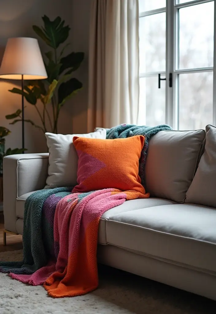 Top 15 Layered Textured Throw Ideas That Make Your Winter Living Room Feel Hug-Worthy (Wait Until #8!) - 6. Bold Geometric Throws