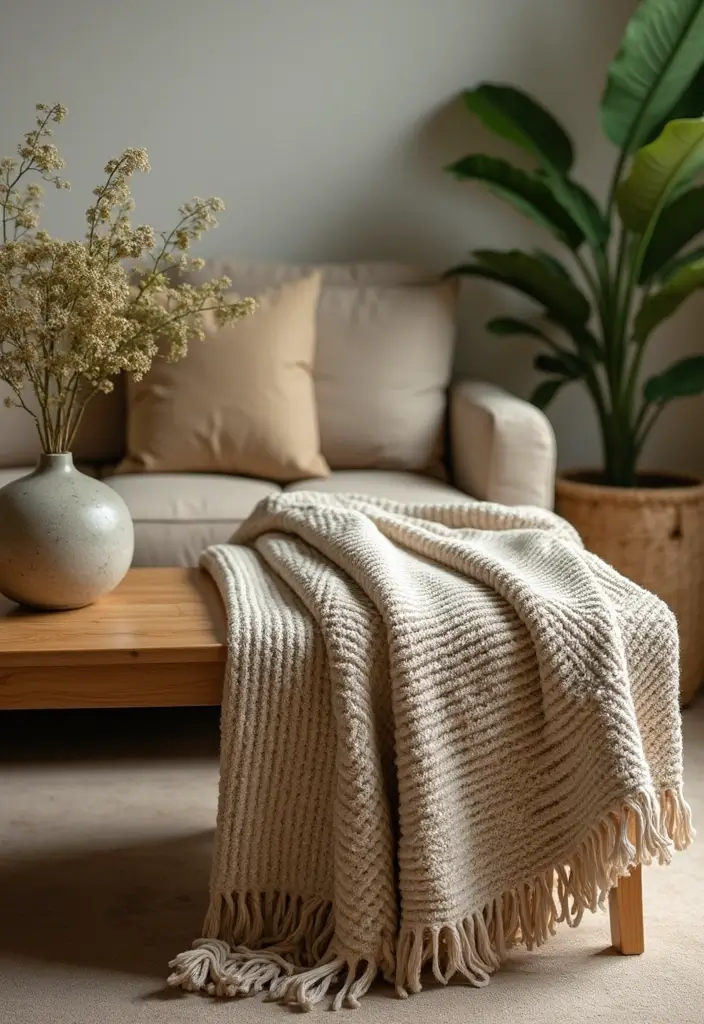 Top 15 Layered Textured Throw Ideas That Make Your Winter Living Room Feel Hug-Worthy (Wait Until #8!) - 7. Nature-Inspired Textures