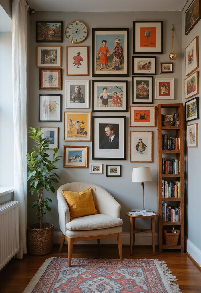 15 Modern Small Apartment Decor Ideas to Maximize Multifunctional Spaces - 10. Wall Art Displays 1