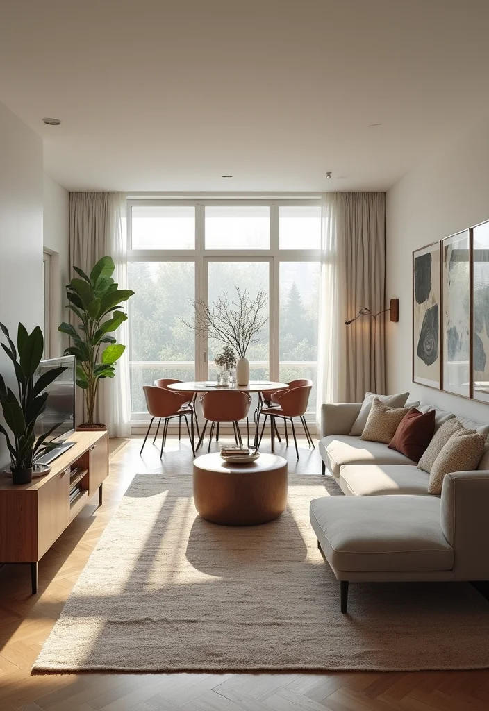 15 Modern Small Apartment Decor Ideas to Maximize Multifunctional Spaces - 6. Open-Concept Layout 1