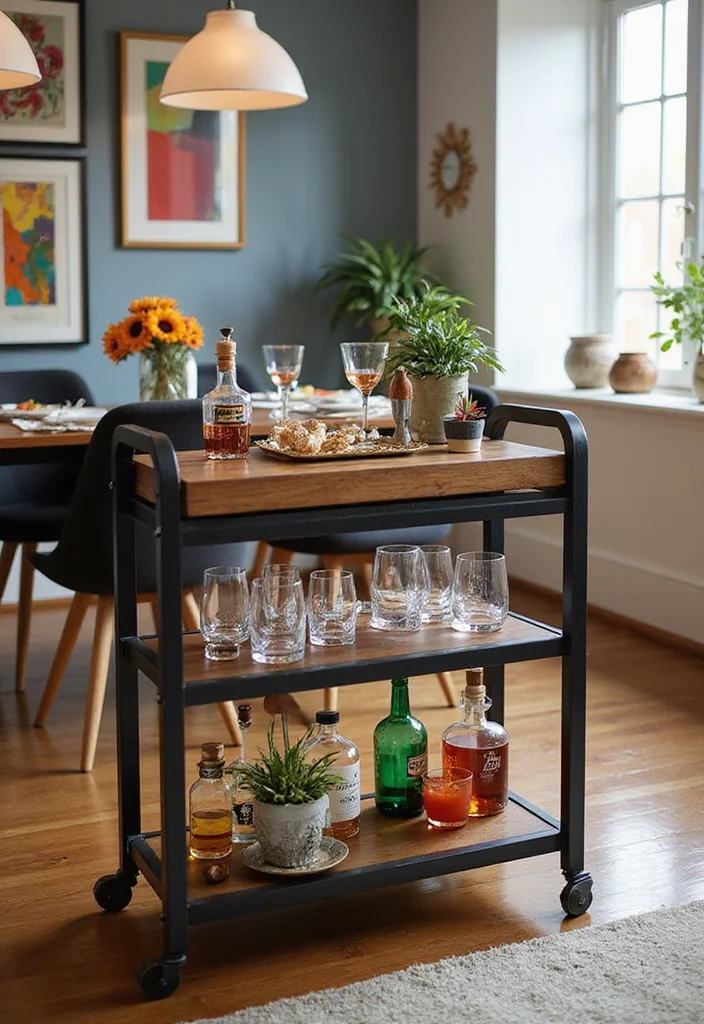 10 Cozy Modern Multifunctional Dining Room Ideas in 2026 That Blend Style and Utility - 4. Multi-Functional Bar Carts 1