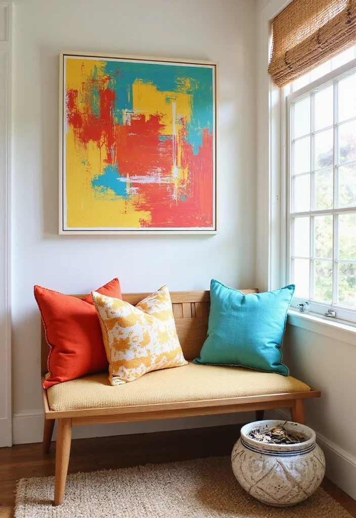 11 Cozy Modern Small Entryway Decor Ideas for Apartments That Create a Welcoming First Impression - 10. Embrace Colorful Accents 1