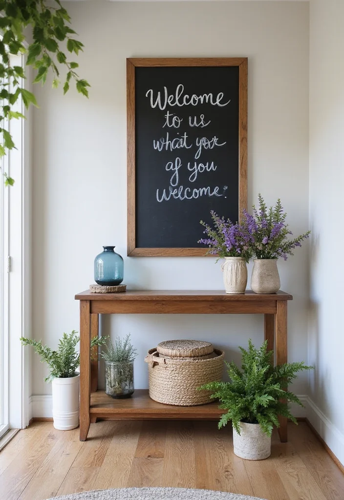 11 Cozy Modern Small Entryway Decor Ideas for Apartments That Create a Welcoming First Impression - 9. Incorporate a Chalkboard or Letter Board 1