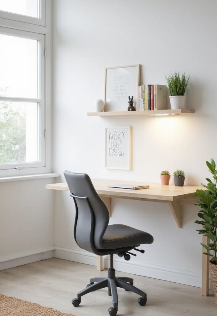 20 Modern Home Office Layout Ideas for Small Spaces to Boost Productivity - 1. Floating Desks for Minimalist Vibes 1