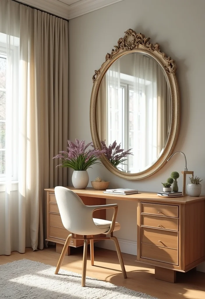 20 Modern Home Office Layout Ideas for Small Spaces to Boost Productivity - 11. Use Mirrors to Create the Illusion of Space 1