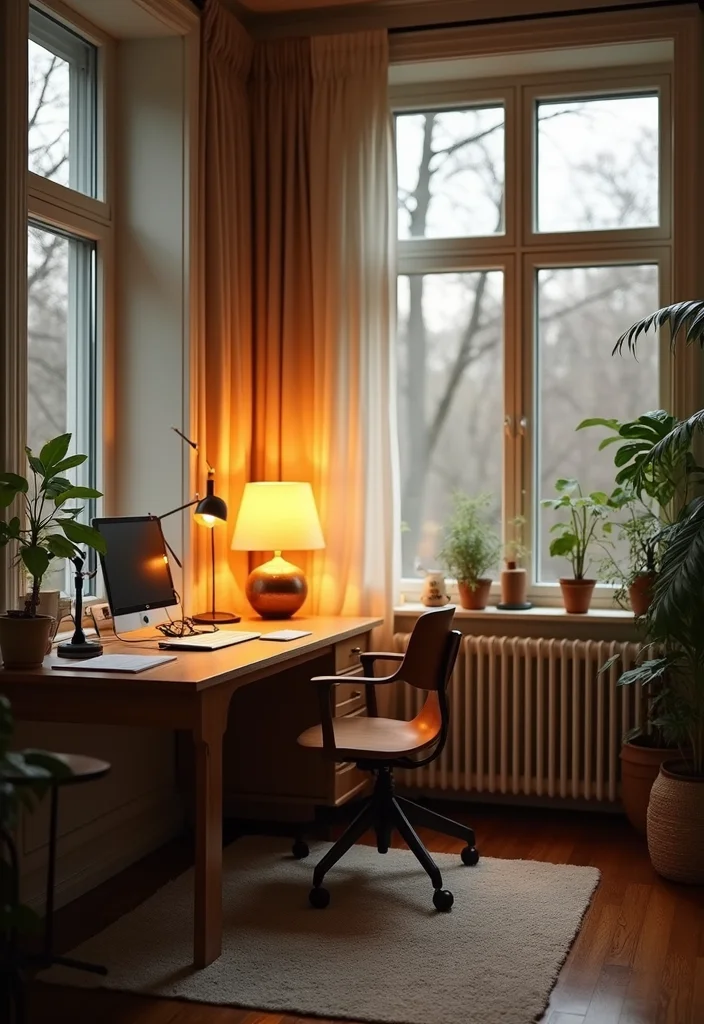 20 Modern Home Office Layout Ideas for Small Spaces to Boost Productivity - 12. Smart Lighting Solutions for Productivity 1