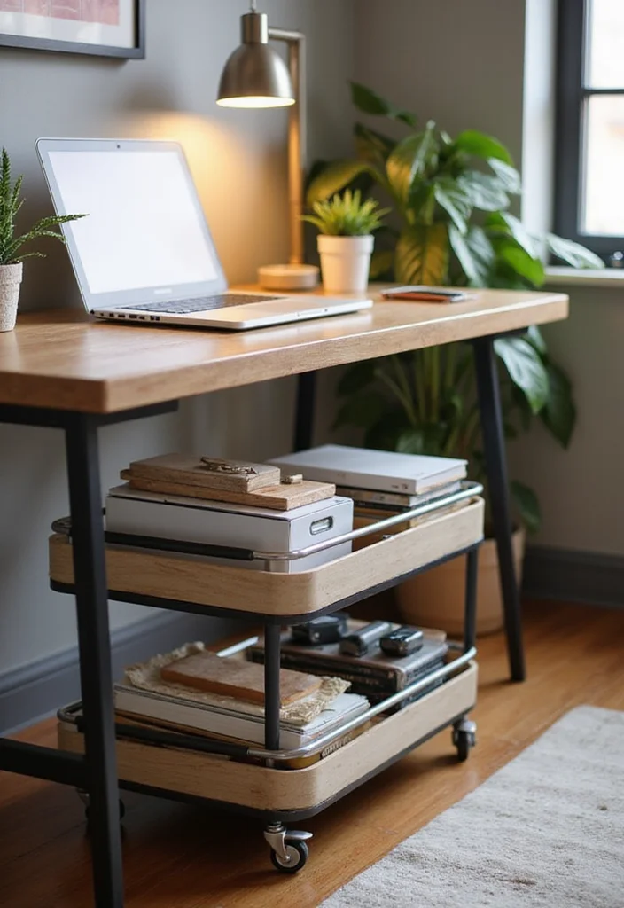 20 Modern Home Office Layout Ideas for Small Spaces to Boost Productivity - 19. Utilize Under-Desk Storage Solutions 1