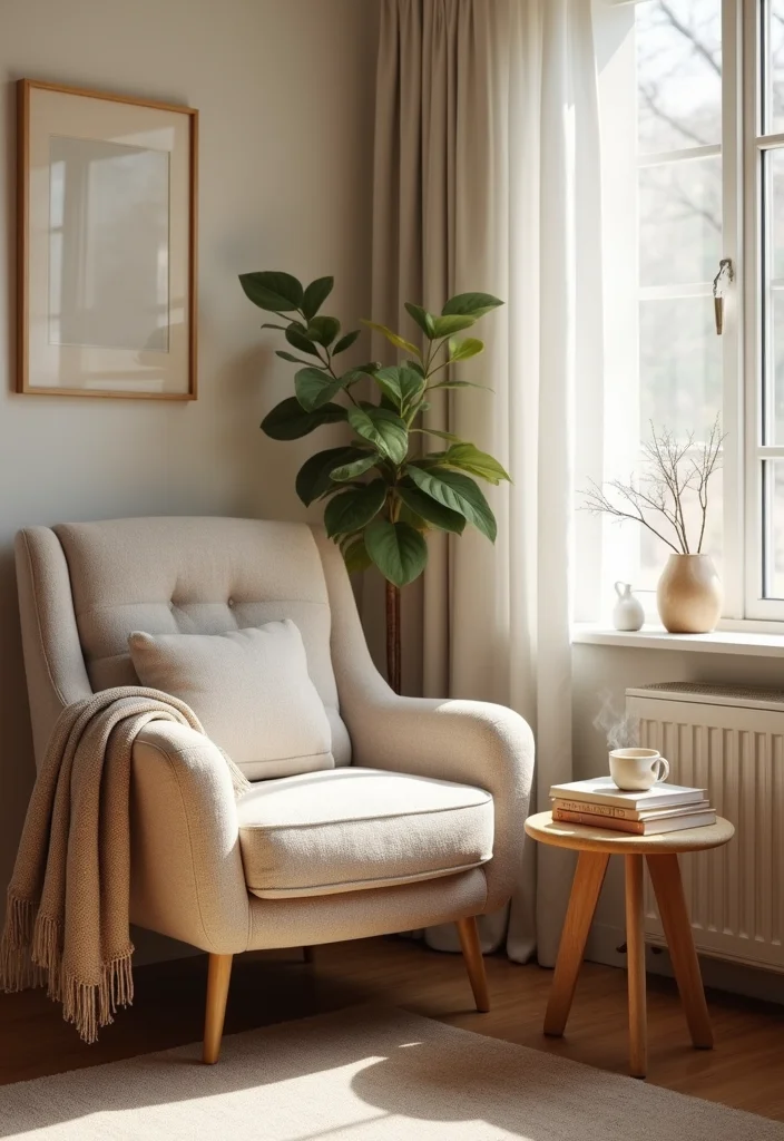 20 Modern Home Office Layout Ideas for Small Spaces to Boost Productivity - 6. A Cozy Reading Nook for Breaks 1