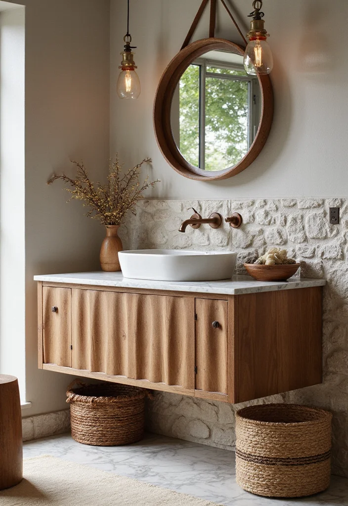 15 Modern Fluted Wood Bathroom Vanity Design Ideas for a Dreamy 2026 Spa Retreat - 10. Layered Textures 1
