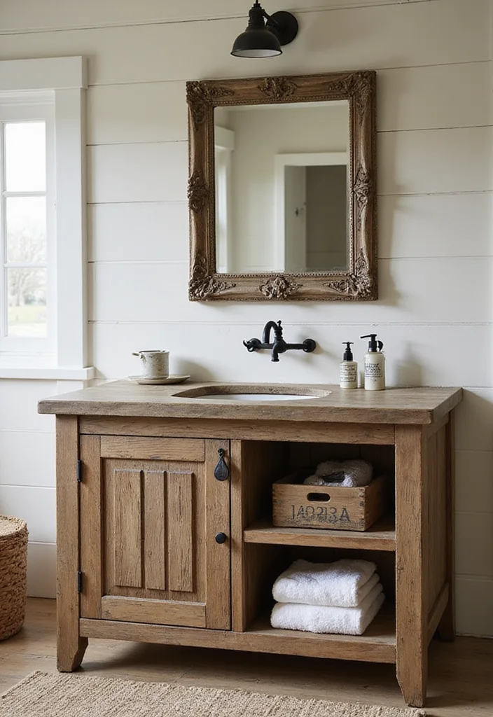 15 Modern Fluted Wood Bathroom Vanity Design Ideas for a Dreamy 2026 Spa Retreat - 2. Rustic Farmhouse Flair 1
