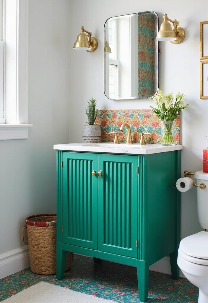 15 Modern Fluted Wood Bathroom Vanity Design Ideas for a Dreamy 2026 Spa Retreat - 4. Bold and Colorful Statements 1