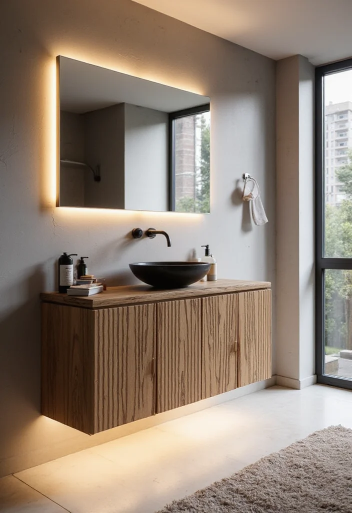 15 Modern Fluted Wood Bathroom Vanity Design Ideas for a Dreamy 2026 Spa Retreat - 5. Floating Vanity Elegance 1