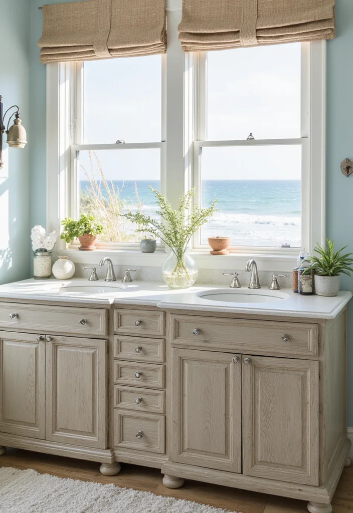 15 Modern Fluted Wood Bathroom Vanity Design Ideas for a Dreamy 2026 Spa Retreat - 8. Coastal Vibes 1
