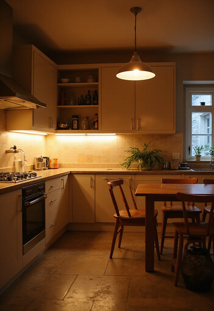 15 Cozy Modern Small Apartment Kitchen Ideas for 2026 That Feel Warm and Surprisingly Spacious - 4. Warm Lighting 1
