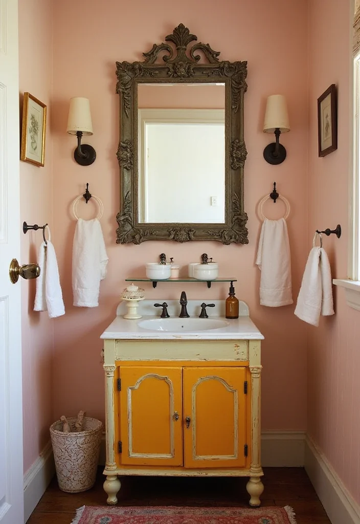 18 Warm Modern Small Bathroom Design Ideas for Apartments That Feel Like a Spa Retreat - 14. Vintage Touches 1