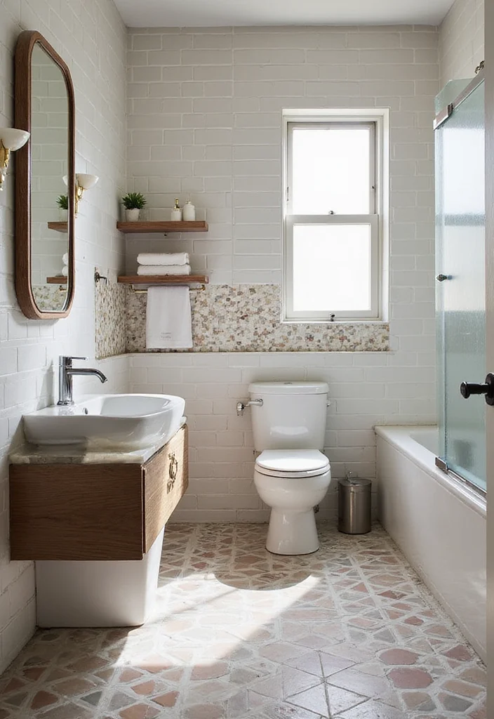 18 Warm Modern Small Bathroom Design Ideas for Apartments That Feel Like a Spa Retreat - 7. Unique Tile Patterns 1