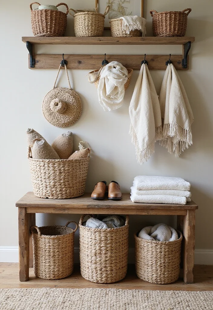 19 Warm Cozy Modern Entryway Ideas for Small Apartments That Make a Stunning First Impression - 13. Use of Baskets for Storage 1