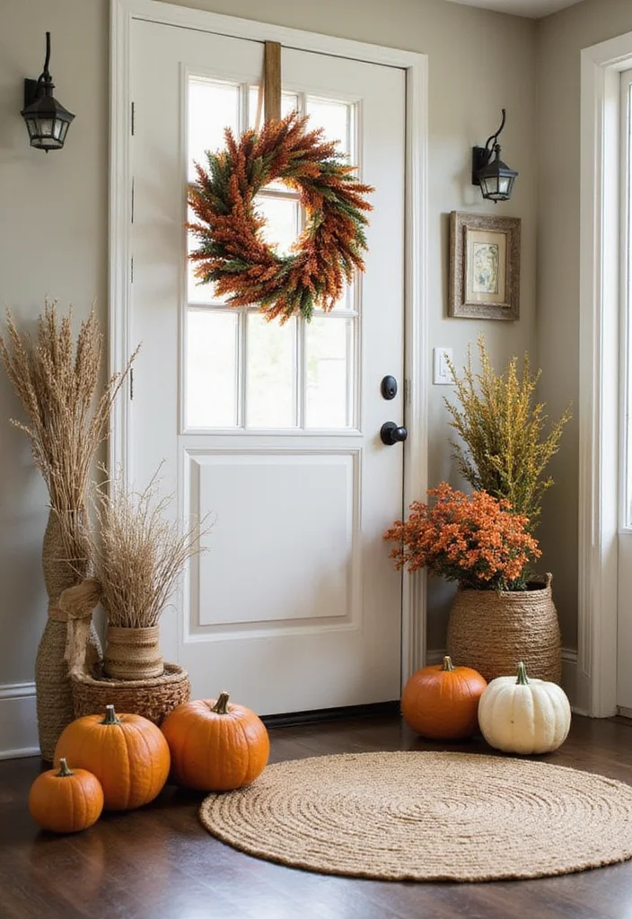 19 Warm Cozy Modern Entryway Ideas for Small Apartments That Make a Stunning First Impression - 15. Seasonal Decor 1