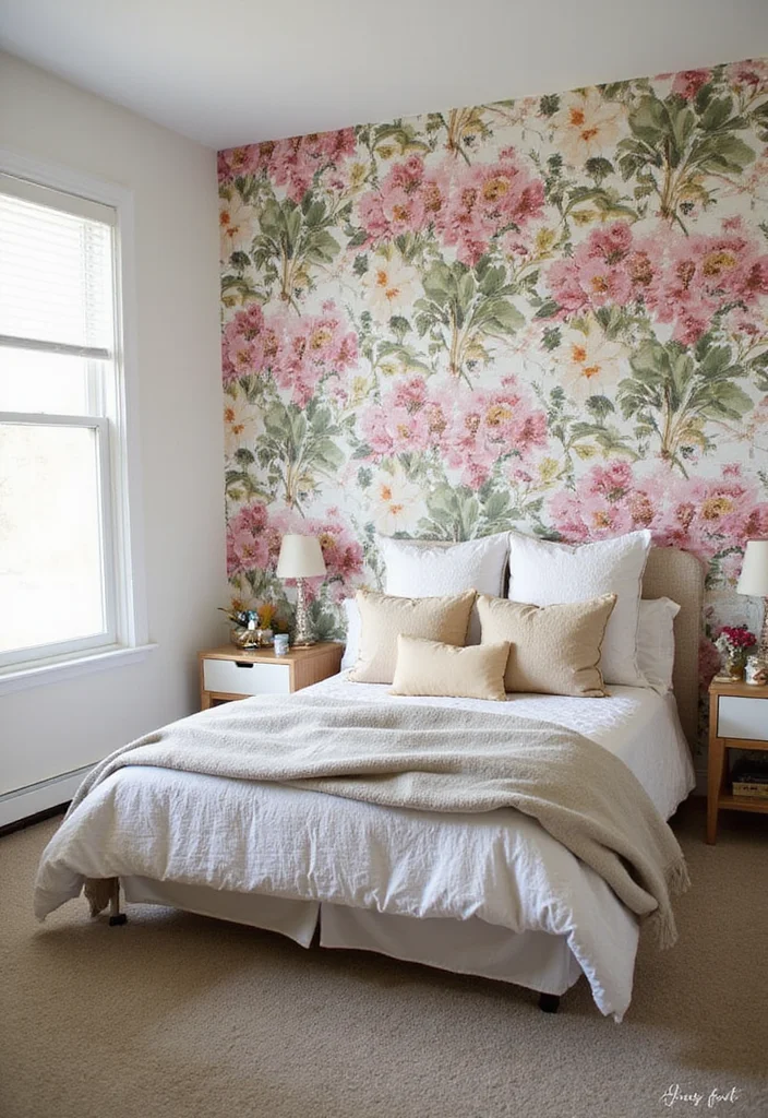 13 Cozy Modern Small Bedroom Ideas on a Budget That Renters Can Do This Weekend - 11. Install Temporary Wallpaper 1