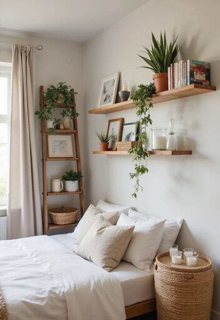 13 Cozy Modern Small Bedroom Ideas on a Budget That Renters Can Do This Weekend - 2. Utilize Vertical Space with Shelving 1