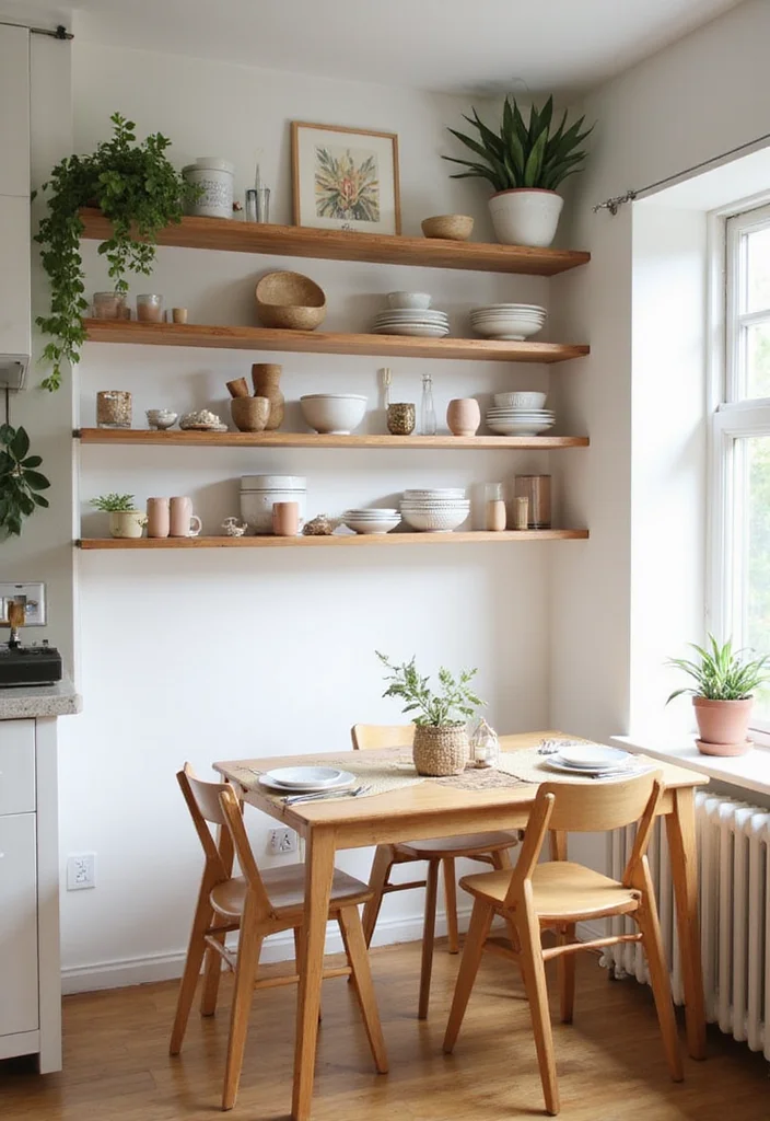 15 Warm Modern Small Dining Room Ideas for Every Layout That Make Hosting Feel Effortless - 5. Open Shelving for Decor 1