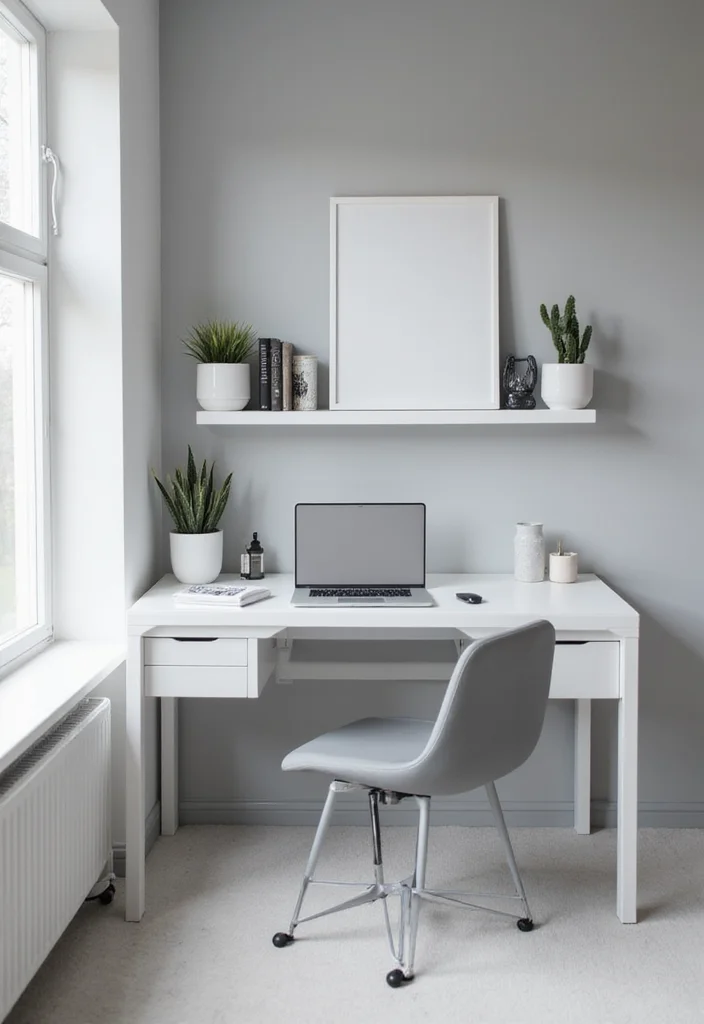 20 Warm Cozy Contemporary Home Office Ideas for Small Spaces That Actually Make You Want to Work - 1. Minimalist Monochrome Workspace 1