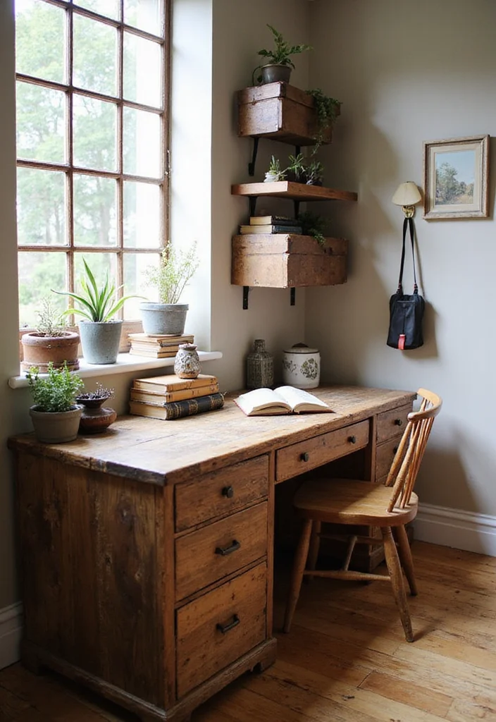 20 Warm Cozy Contemporary Home Office Ideas for Small Spaces That Actually Make You Want to Work - 12. Reclaimed Materials Charm 1