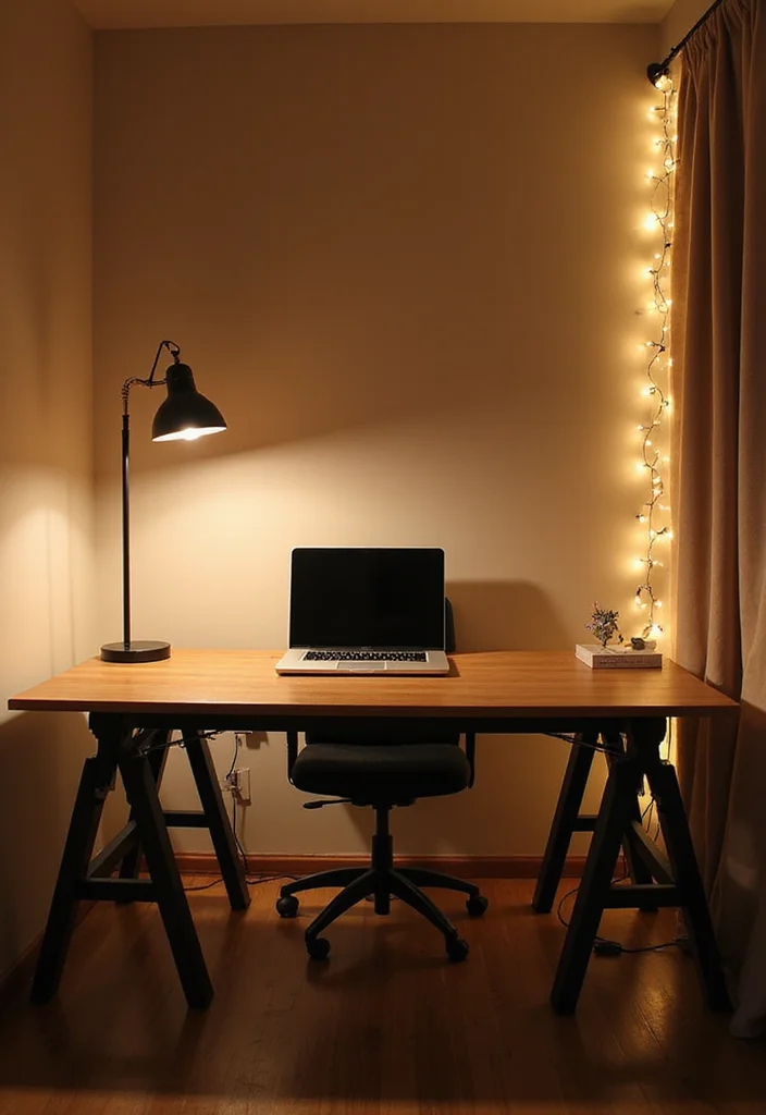 20 Warm Cozy Contemporary Home Office Ideas for Small Spaces That Actually Make You Want to Work - 17. Layered Lighting Design 1