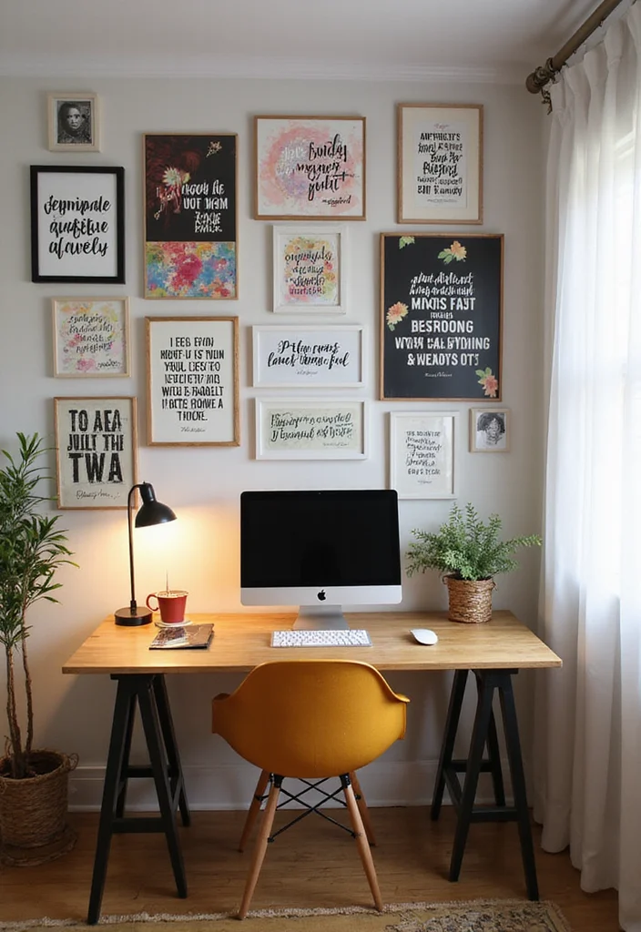 20 Warm Cozy Contemporary Home Office Ideas for Small Spaces That Actually Make You Want to Work - 20. Inspiring Quote Wall 1