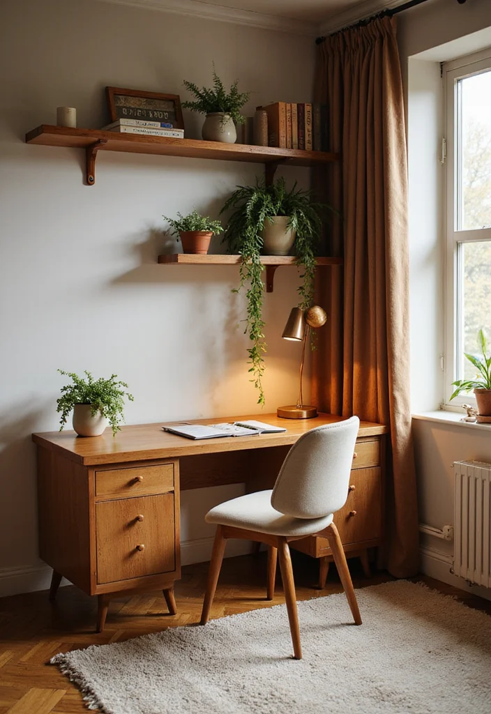 20 Warm Cozy Contemporary Home Office Ideas for Small Spaces That Actually Make You Want to Work - 5. Warm Wood Accents 1