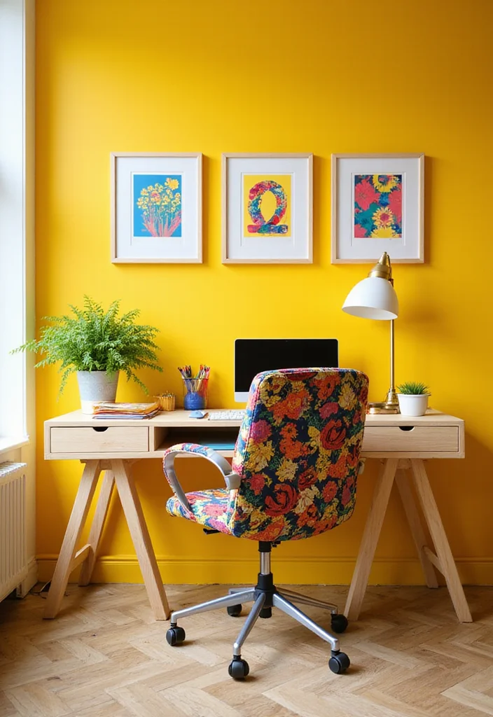 20 Warm Cozy Contemporary Home Office Ideas for Small Spaces That Actually Make You Want to Work - 6. Bright Colors for Inspiration 1