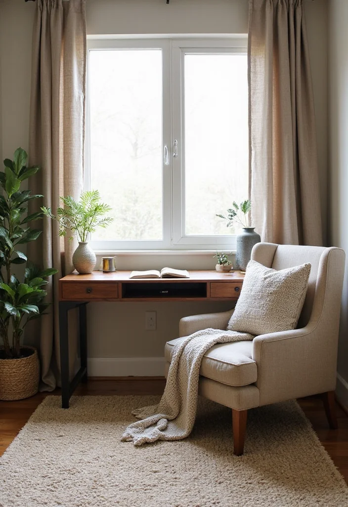 20 Warm Cozy Contemporary Home Office Ideas for Small Spaces That Actually Make You Want to Work - 8. Textured Fabrics for Comfort 1