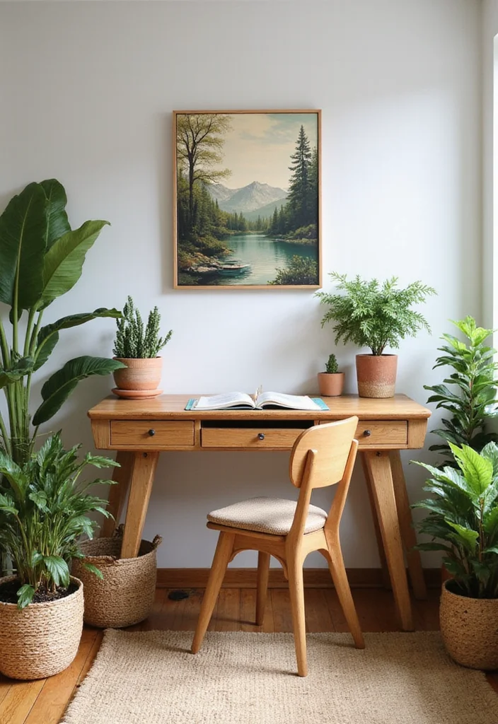 20 Warm Cozy Contemporary Home Office Ideas for Small Spaces That Actually Make You Want to Work - 9. Nature-Inspired Decor 1