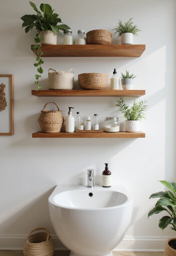 13 Cozy Modern Small Bathroom Storage Ideas for Renters That Hide Clutter Without a Single Drill Hole - 1. Floating Shelves with Style 1